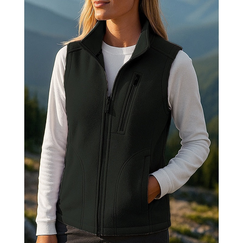 Fleece-Weste mit Reißverschluss und Stehkragen für Damen