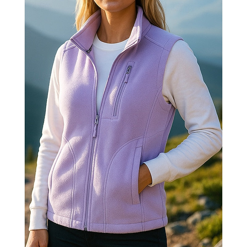 Fleece-Weste mit Reißverschluss und Stehkragen für Damen
