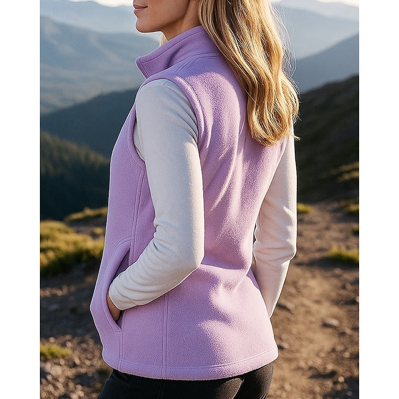Fleece-Weste mit Reißverschluss und Stehkragen für Damen