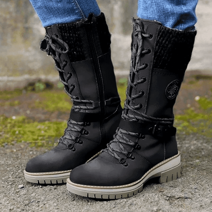 Women's Knit Cuff Lace-Up Winter Boots