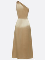 Women's One-Shoulder Ruched Sheen Midi Dress