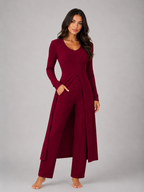 Geripptes zweiteiliges Lounge-Set für Damen, lockere Passform