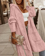 Women's Cardigan with Hood and Extended Cut - Pink