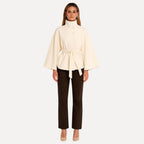 Women's Belted High Neck Cape Coat
