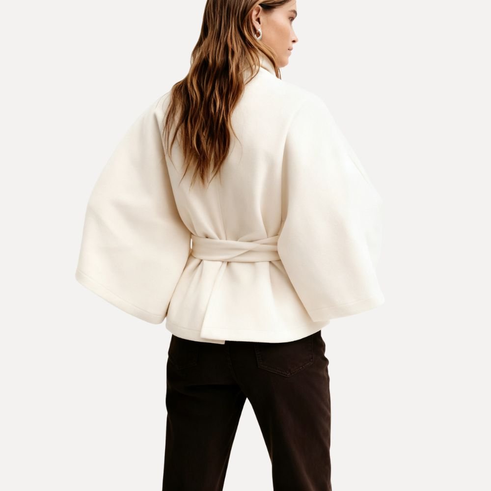 Women's Belted High Neck Cape Coat