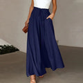 Women's High-Waist Linen Wide Leg Pants With Drawstring and Pockets