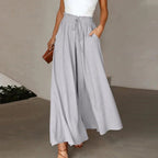 Women's High-Waist Linen Wide Leg Pants With Drawstring and Pockets