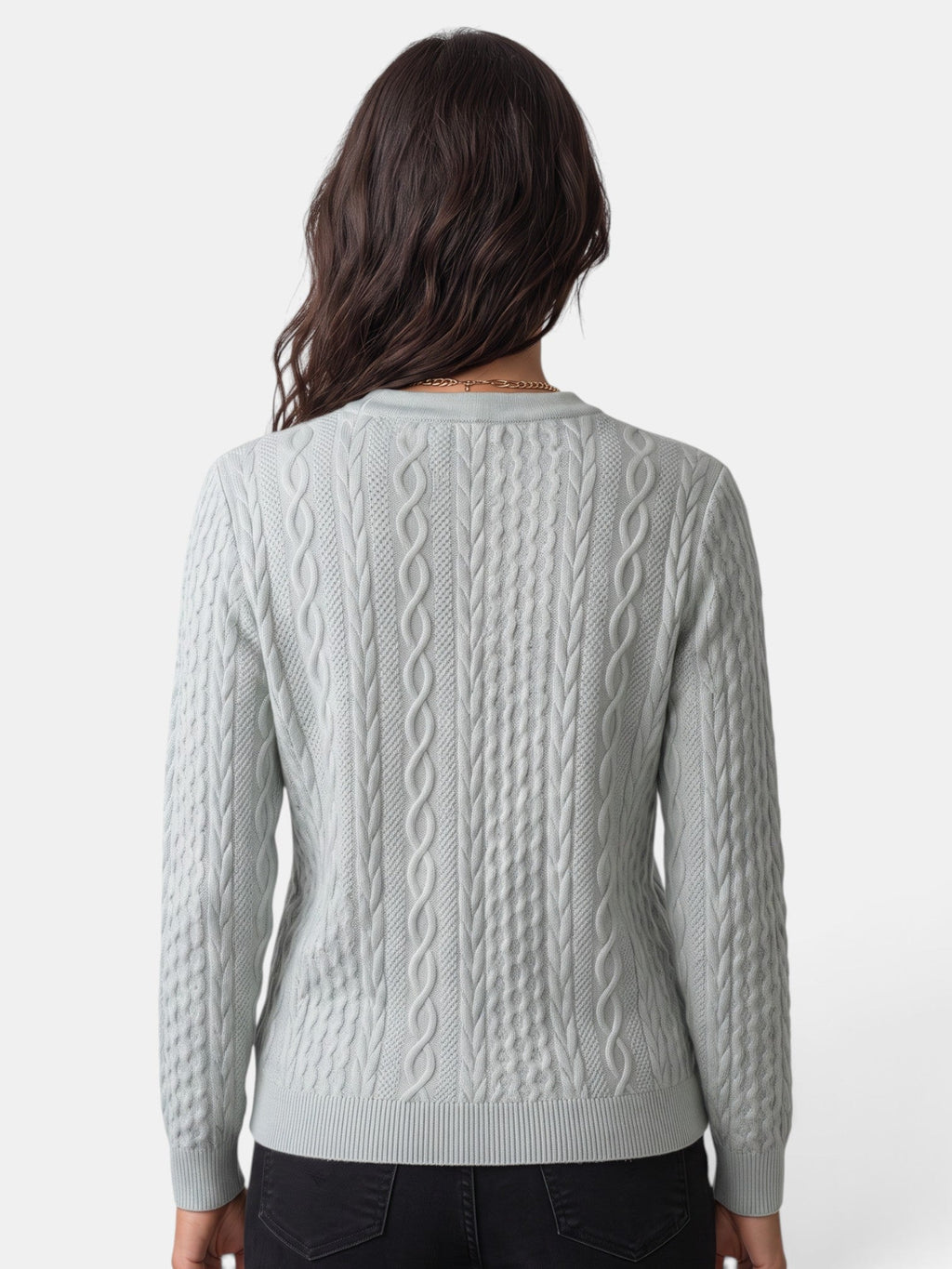Damen-Strickjacke mit Zopfmuster und Reißverschluss