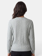 Damen-Strickjacke mit Zopfmuster und Reißverschluss