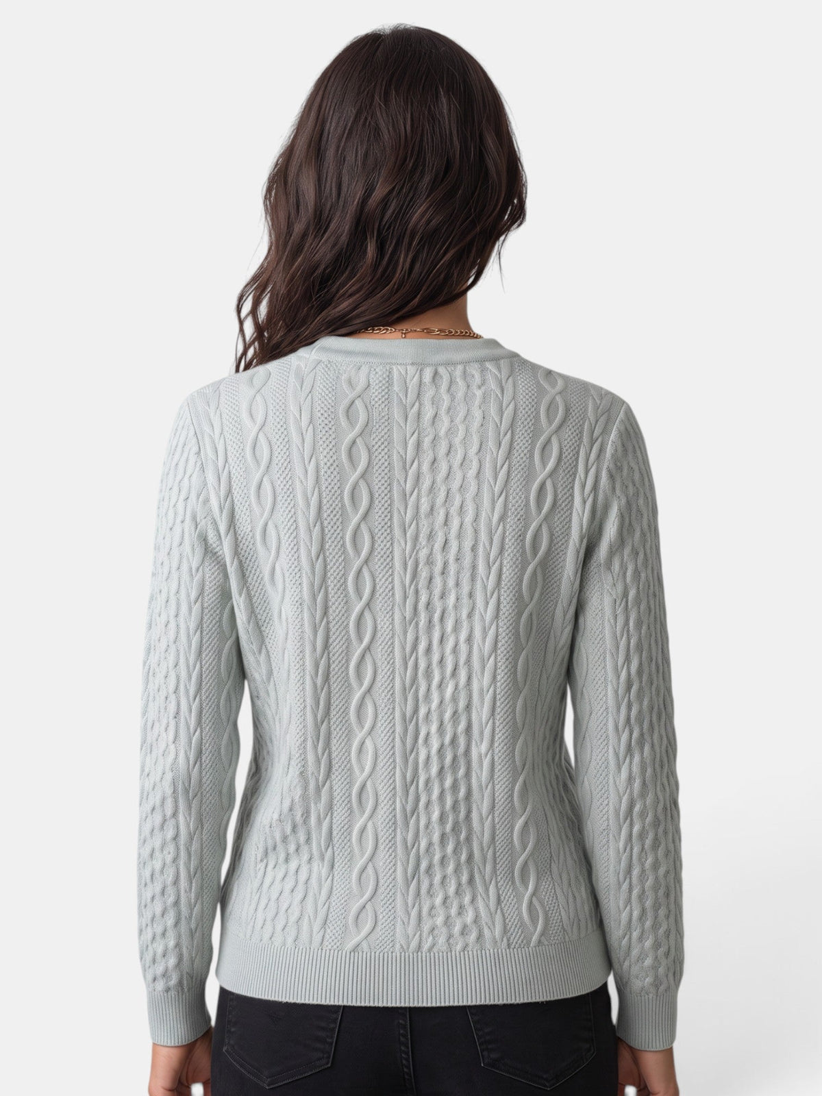 Damen-Strickjacke mit Zopfmuster und Reißverschluss