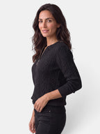 Damen-Strickjacke mit Zopfmuster und Reißverschluss