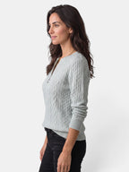 Damen-Strickjacke mit Zopfmuster und Reißverschluss