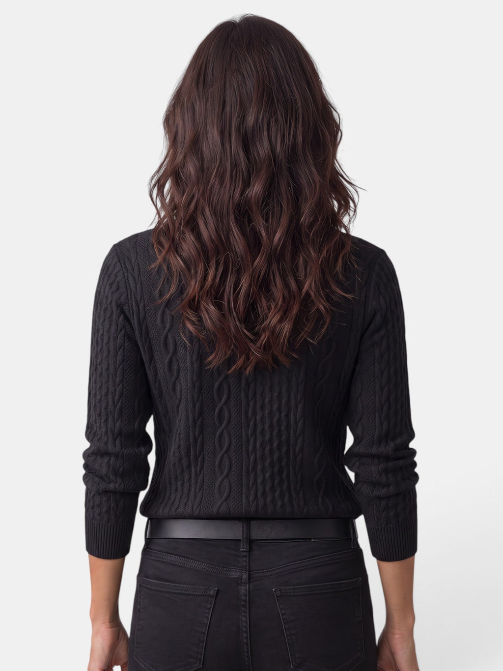Damen-Strickjacke mit Zopfmuster und Reißverschluss