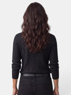 Damen-Strickjacke mit Zopfmuster und Reißverschluss