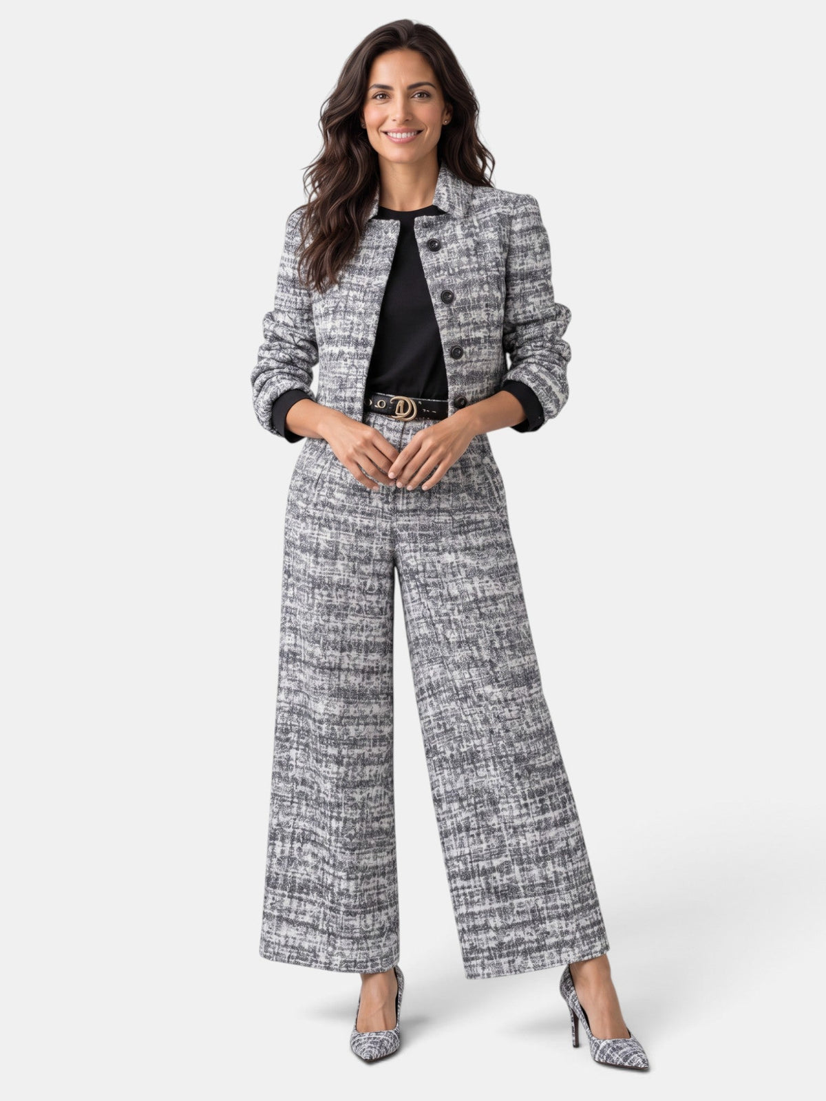 Women’s Checked Wide-Leg Trouser Set