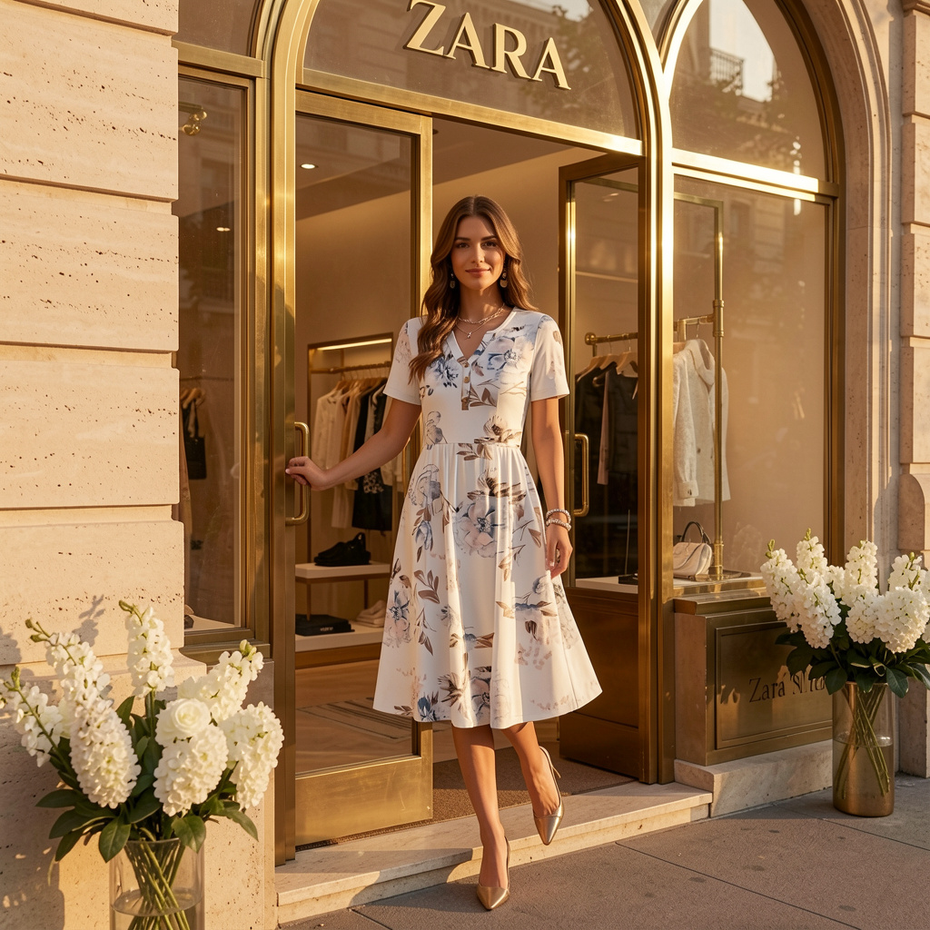 Knee-Length Summer Dress – Lightweight Easy Care for Women