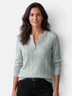 Damen-Strickjacke mit Zopfmuster und Reißverschluss
