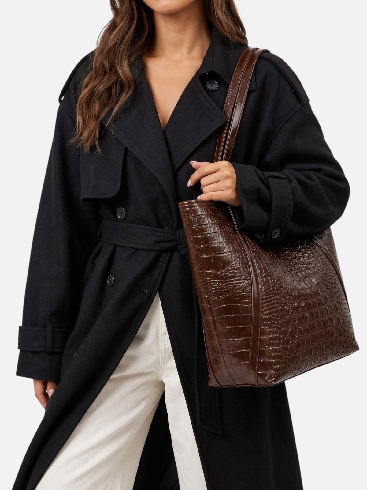 Women's Croc-Effect Tote Bag, Shoulder Bag