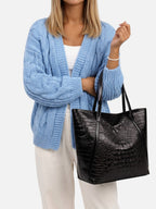 Women's Croc-Effect Tote Bag, Shoulder Bag