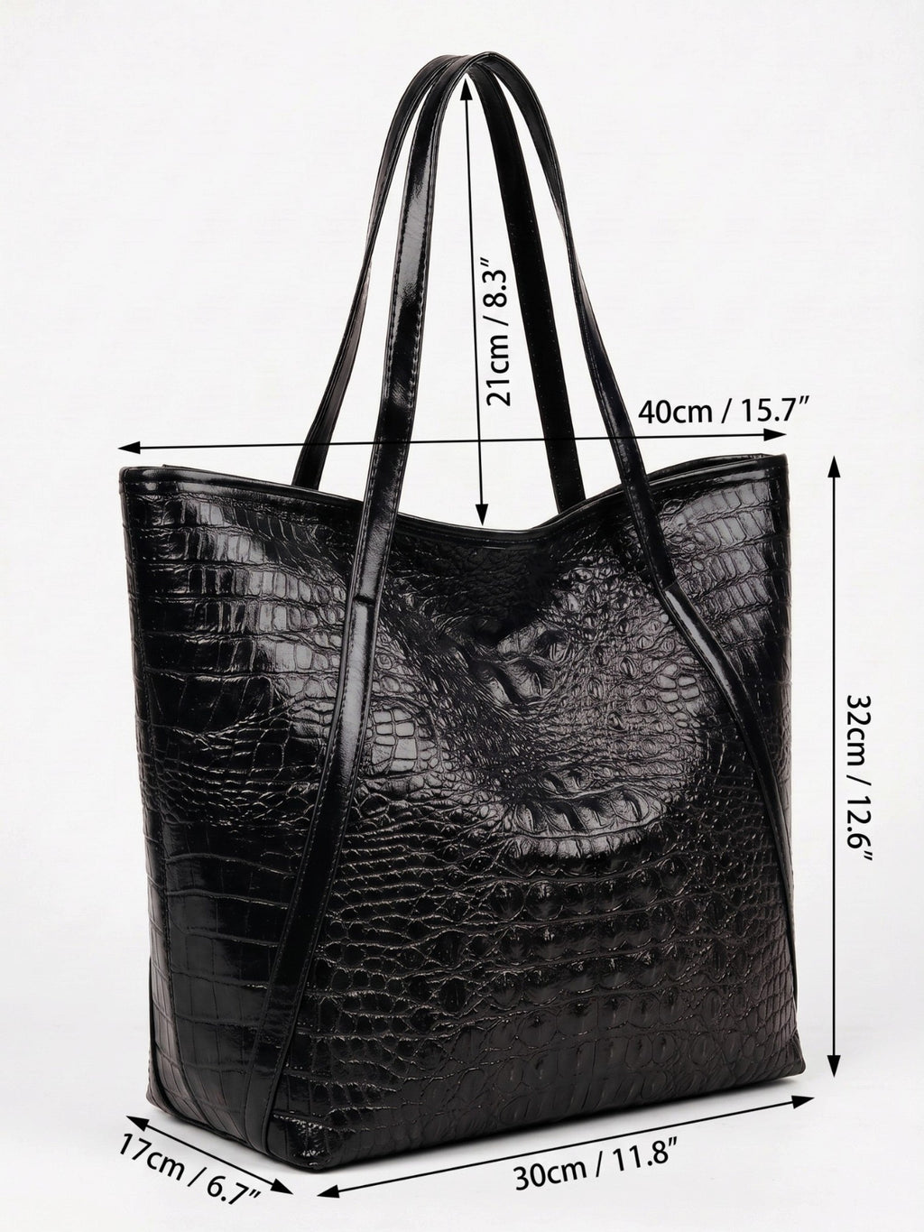 Women's Croc-Effect Tote Bag, Shoulder Bag
