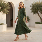 Long Sleeved Pocket Dress with Print | Floral Midi Dress