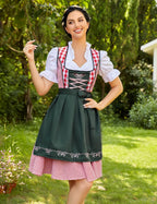 Damen München Oktoberfest Kariertes Jacquardkleid, Dirndl Kostüm für Oktoberfest