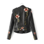 Elegante Lederjacke für Damen mit Blumenstickerei