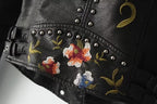 Elegante Lederjacke für Damen mit Blumenstickerei