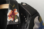 Elegante Lederjacke für Damen mit Blumenstickerei