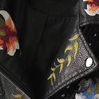 Elegante Lederjacke für Damen mit Blumenstickerei