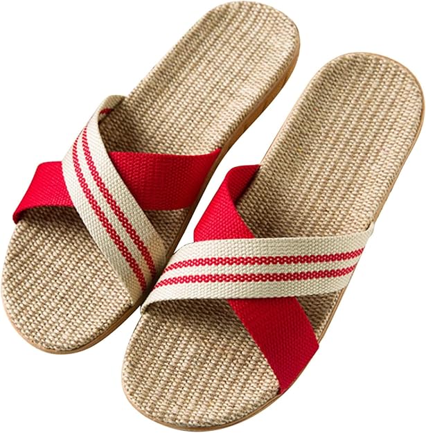 Bequeme Sandalen für Damen mit roten Kreuzriemen | Lässige Sandalen