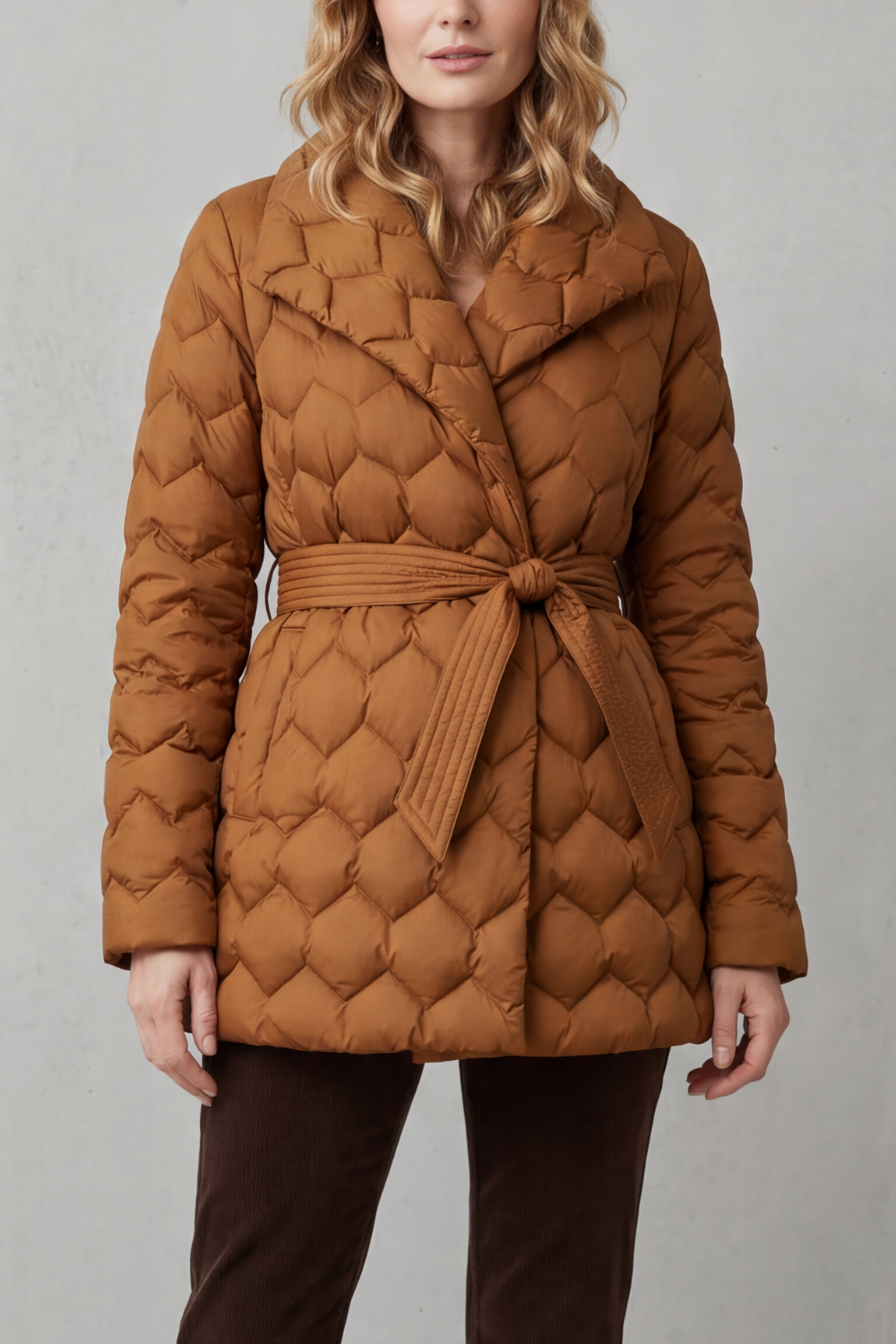 Women's Sculpted Belted Puffer Jacket