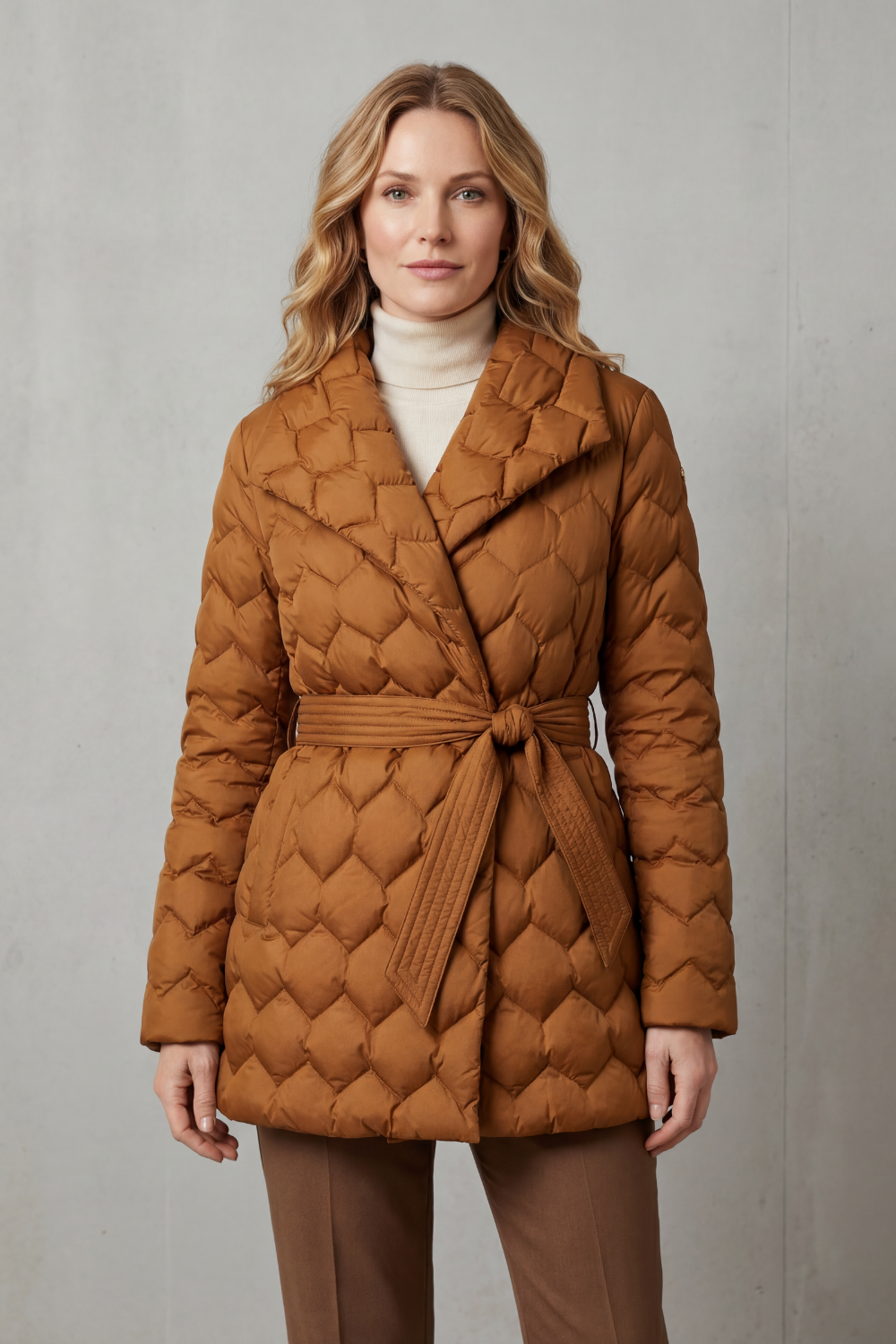 Women's Sculpted Belted Puffer Jacket