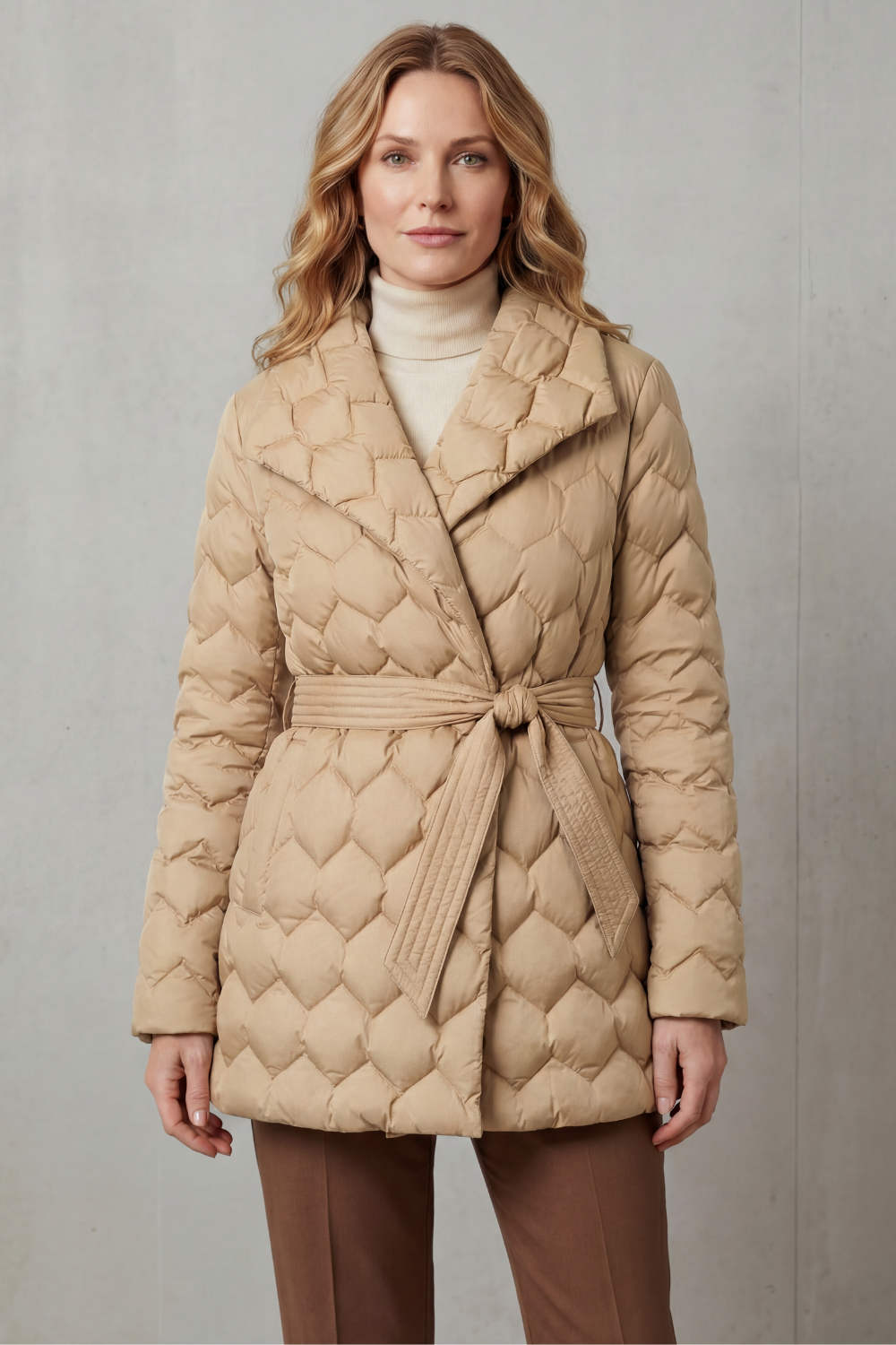 Women's Sculpted Belted Puffer Jacket