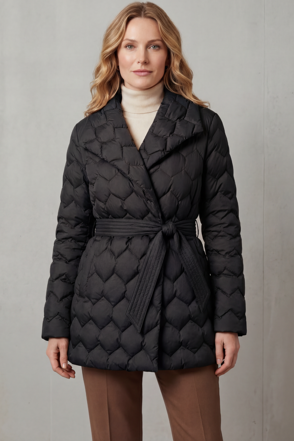 Women's Sculpted Belted Puffer Jacket