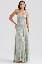 Lace Maxi Dress with Shimmering Fabric | Perfect for Autumn - Sage Green