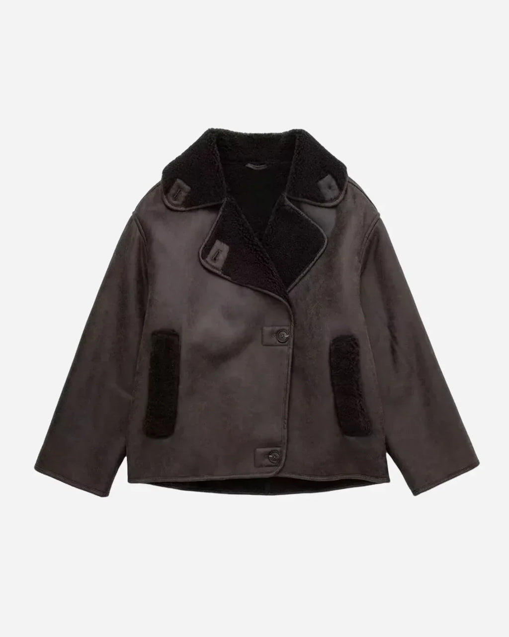 Zweireihige Wildlederjacke mit steigendem Revers für Damen