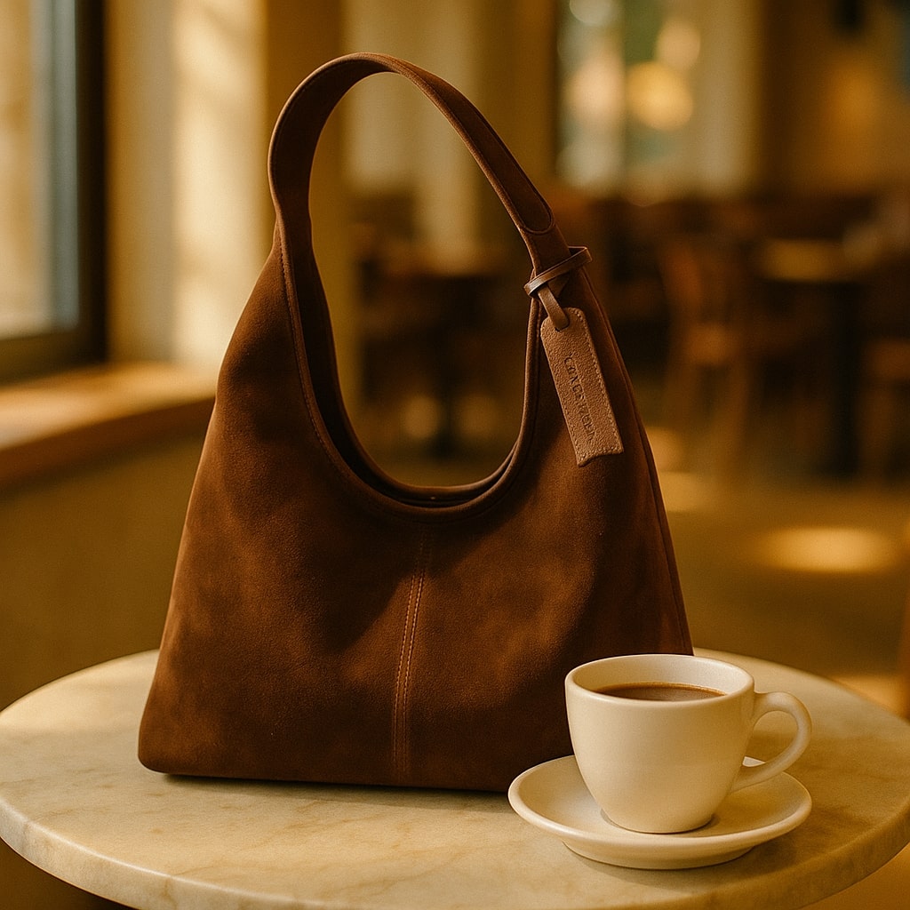 Damen-Schultertasche aus Wildleder im Vintage-Stil