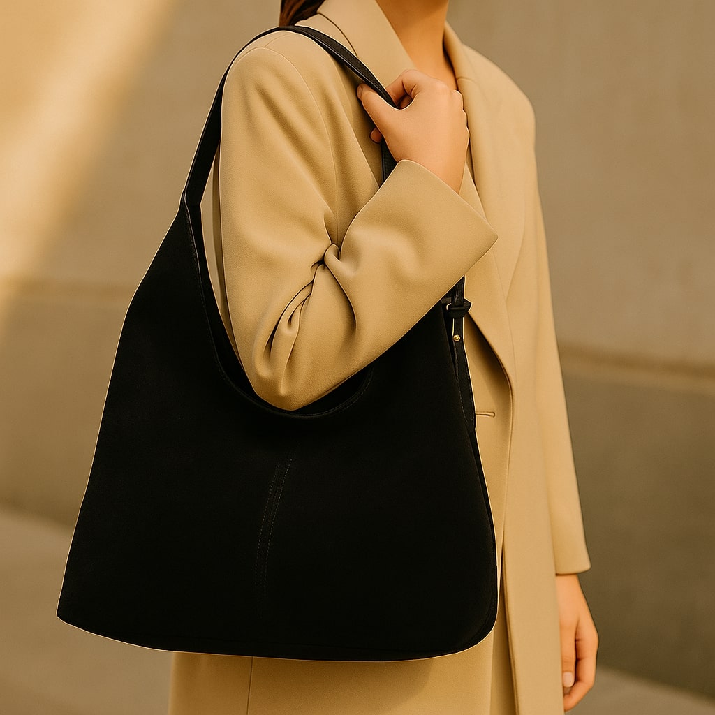 Damen-Schultertasche aus Wildleder im Vintage-Stil