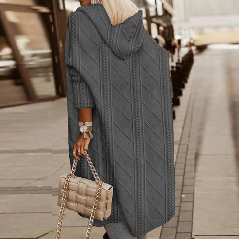 Women's Long Knit Cardigan | Hooded Open Front