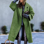 Timeless Women's Wool Coat with Lapel Collar and Button Closure | Perfect for Winter - Green