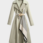 Women's Midi-Length Belted Trench Coat Notch Collar