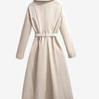 Women's Midi-Length Belted Trench Coat Notch Collar