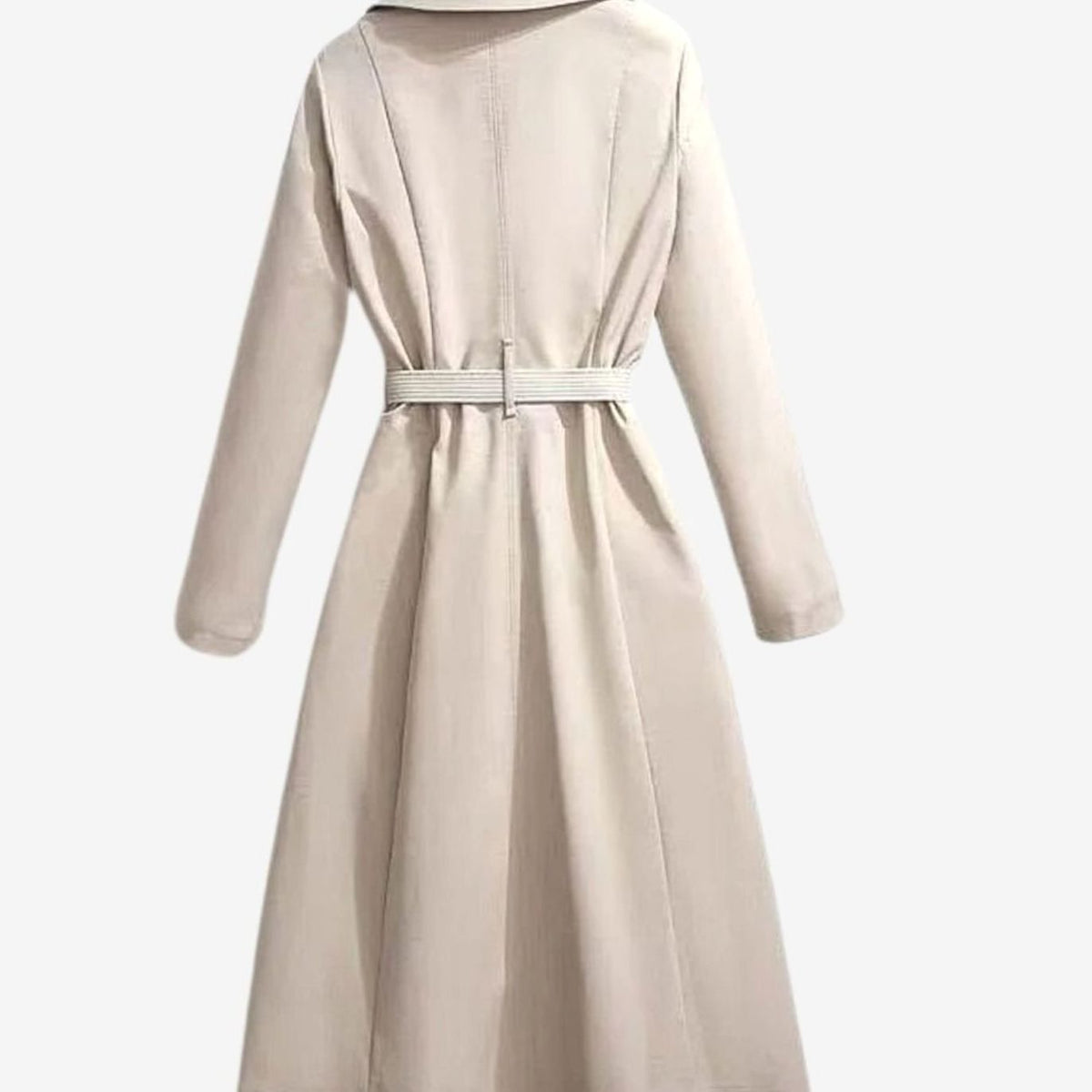 Women's Midi-Length Belted Trench Coat Notch Collar