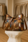 Mehrfarbige Patchwork-Umhängetasche für Damen – Geometrische Crossbody-Hobo-Tasche