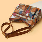 Mehrfarbige Patchwork-Umhängetasche für Damen – Geometrische Crossbody-Hobo-Tasche