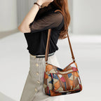 Mehrfarbige Patchwork-Umhängetasche für Damen – Geometrische Crossbody-Hobo-Tasche