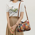 Mehrfarbige Patchwork-Umhängetasche für Damen – Geometrische Crossbody-Hobo-Tasche