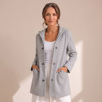 Damen-Cardigan mit Kapuze, Knopfleiste und lockerer Passform