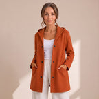 Damen-Cardigan mit Kapuze, Knopfleiste und lockerer Passform